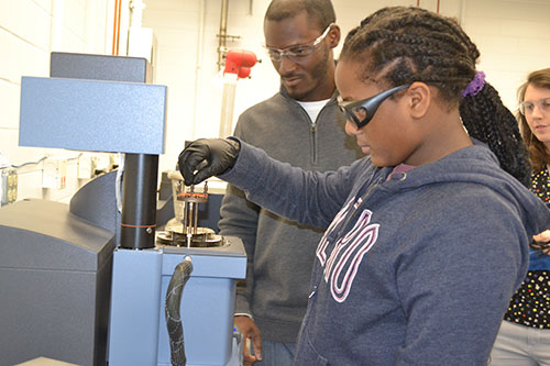 A Franklin seventh grader learns how to do dynamical mechanical analysis of a snack food.