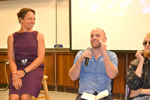 Left to right: I-MRSEC PI Nadya Mason and Magnetic Fields director John Isberg, who is sharing some of the challenges of making the series. 