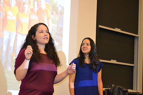 Ann Zuzuly and Val Laguna present their keynote presentation during WIE Orientation.