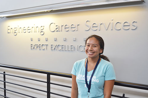 A freshman discovers the location of Engineering Career Services on the third floor of the Digital Computing Lab (DCL).