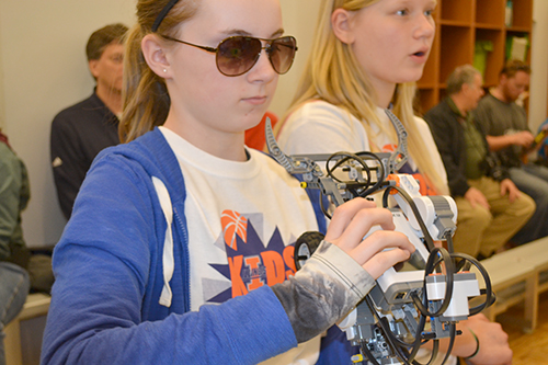 Two contestants compete in a recent 4-H Robotics Competition