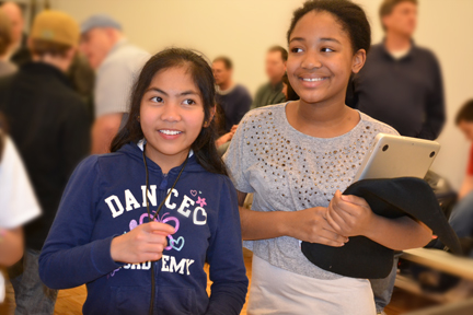 Two contestants enjoying the 4-H robotics competition.