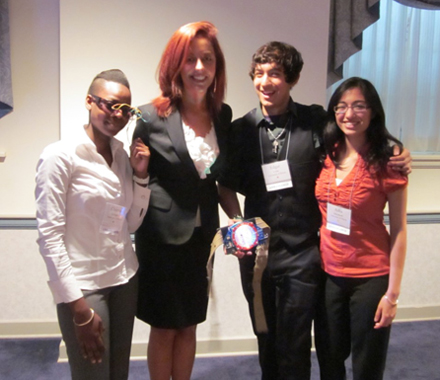 Illinois engineering students who attended the Engineering Ambassadors Workshop (left to right): Chuma Kabaghe, Christine Littrell, Edgar Uribe, and Asha Kirchhoff