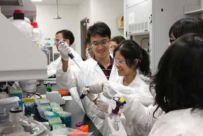 Students from the Taiwan contingent enjoying one of the lab modules.