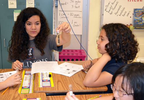 REACT student during outreach at Barkstall MIddle School during spring 2013.