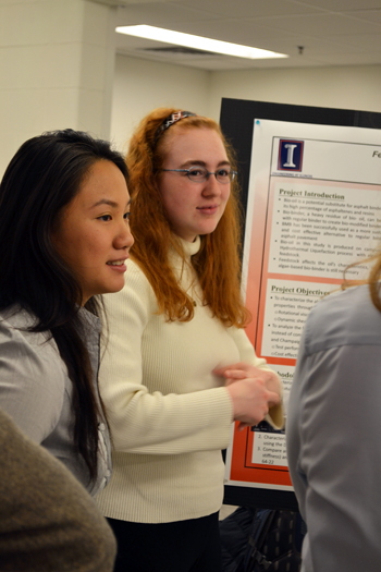 Students during the CEE 398 final poster session.