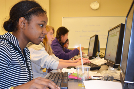 Jazmin at work in the Raspberry PI workshop
