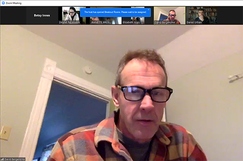 Uni High chemistry teacher David Bergandine participates in a STEAM TRAIN Zoom meeting.
