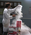 Don Decoste illustrates properties of liquid nitrogen