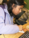 ECE 101 student works on project in lab.