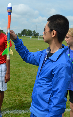 IAI camper waits to launch his model rocket at the Friday afternoon "Fly-Off."