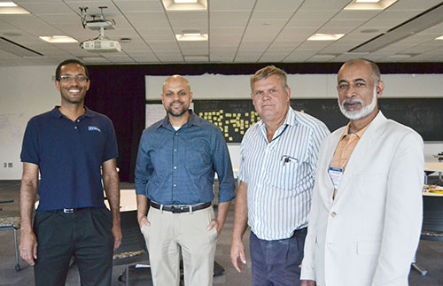  Left to right: Lynford Goddard, CISTEME365 PI; Imad Rahman and Paul Wever, two industry representatives; and Irfan Ahmad, Executive Director of the Center for Nanoscale Science and Technology, who served as MC of the Industry Panel.