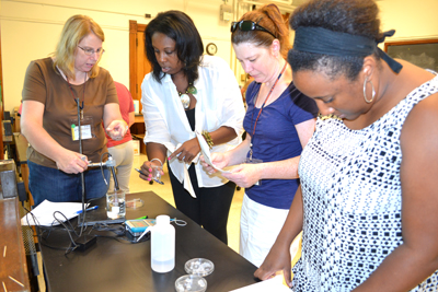 Teachers in the MIST biology session discuss the next step.