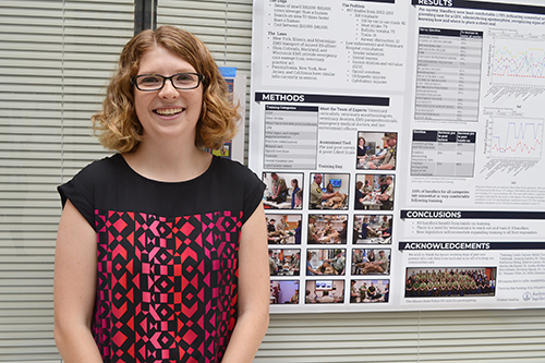 Third year Vet Med student, Danielle Schneider, with her poster.