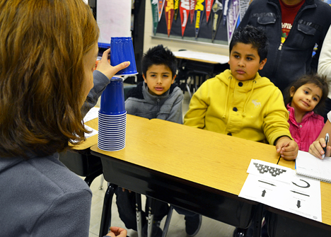 A Danville family engaged in a hands-on activity during the recent Science Night at South View Middle School.