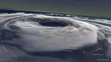 An image taken from the visualization of Hurricane Katrina forming. (Photo courtesy AVL.