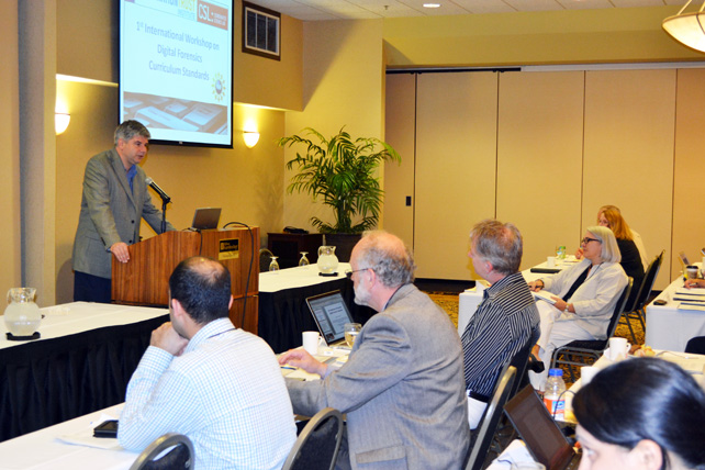 Participants at the Digital Forensics workshop listen to the keynote speaker.