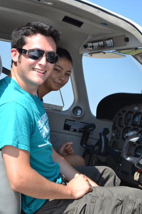 GAMES camper (left) and Flightstar instructor prepare for take off.