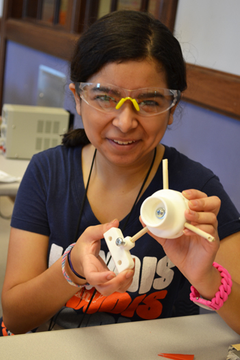 G-BAM camper displays the prototype she and her team designed for the wind turbine project.