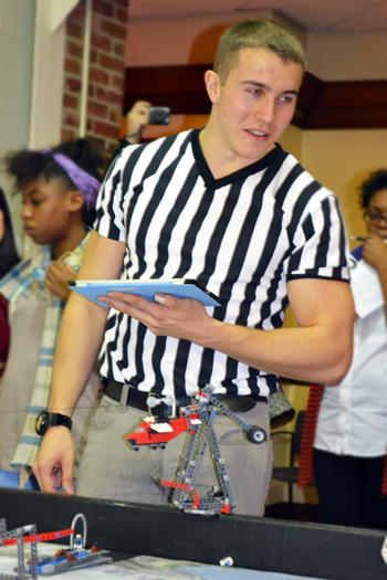 iRobotics member judging during the November 16th practice competition.