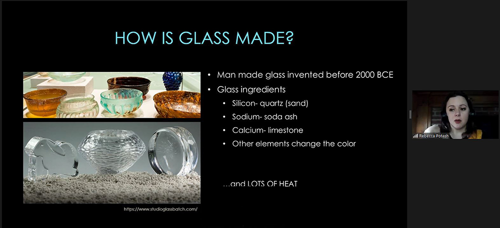 Rebecca Potash presents: Glass: Where Art, Science, and Fire Meet, sharing with students about her work as both a scientist and a glass artist.