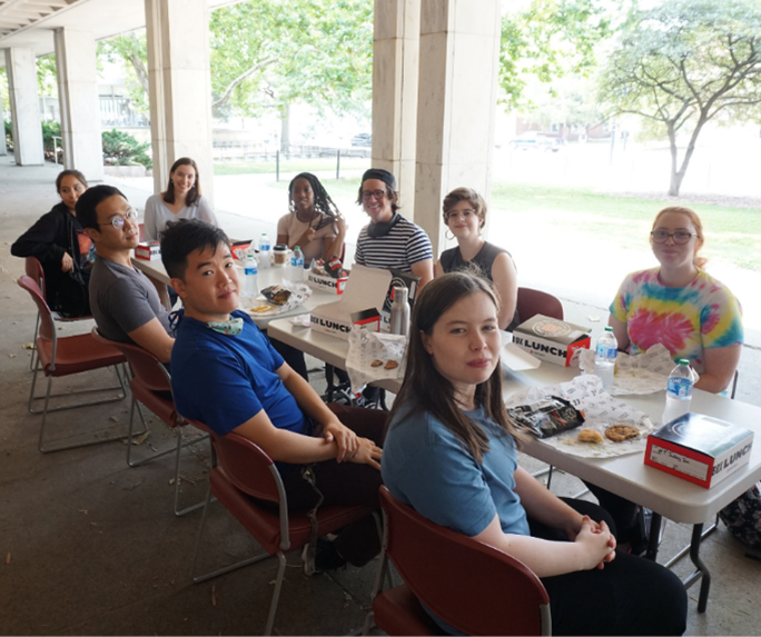 I-MRSEC REU Dr. C.Q. Chen shows REU participants one of the MRL’s transmission electron microscopes.