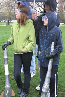 Two contestants waiting to launch their rockets.