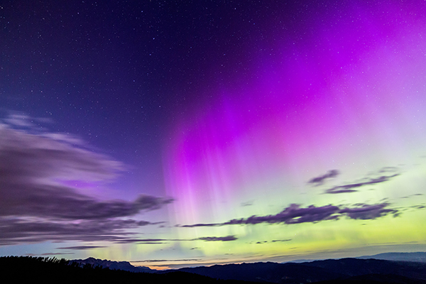 A Shane Mayer-Gawlik image of the Bridger Aurora, part of his Night Skies photography collection exhibited at the Art-Science Festival.