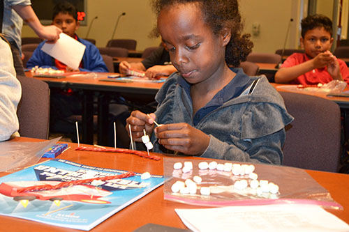 IPA student working on her DNA model.