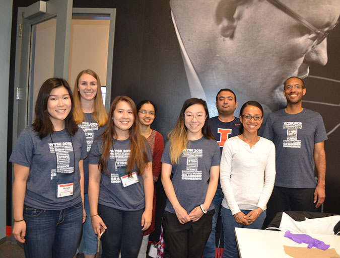 GLEE camp instructors from left to right: Michelle Cheong, Maddie Wilson, Kiran Murphy, Aditi Udupa, Wynter Chen, Raman Kumar, Lonna Edwards, and Lynford Goddard.