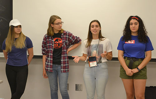 Students on the undergraduate panel share with campers what studying materials engineering is like. (Image courtesy of I-STEM undergrad Sooah Park.)