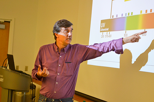 Muskin explains the visible light spectrum to the young participants.