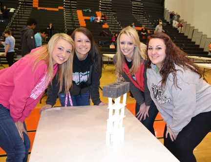 Betabrain contestants display their successful tower in "Notecard No Down."