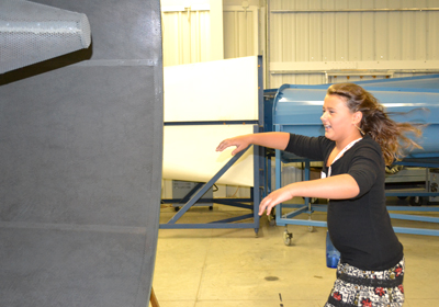 GIRRRLS camper experiencing one of Illinois' wind tunnels.