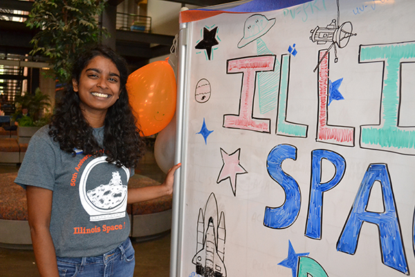 Shivani Ganesh during the 2019 Illinois Space Day, an event she helped organized as the ISS Outreach Coordinator.