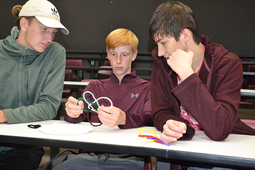 Central High students with knot that they created together.