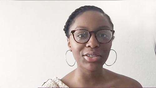 Nobel Project participant Kyanna Hobbs chats on Zoom
