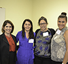 Left to right: Lt. Governor Evelyn Sanguinetti, and Ph.D. students Maria Chavarriago, Brenda Andrade, and Ariana Bravo, all members of the SACNAS organization.