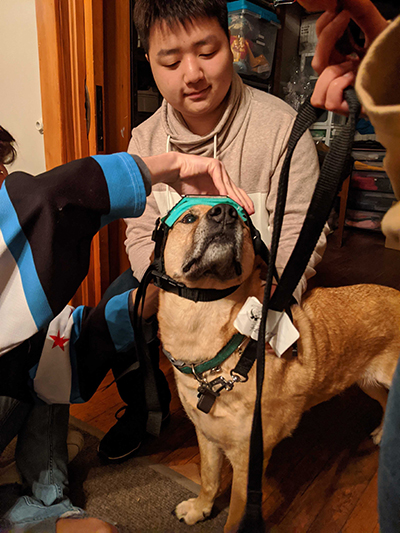 Joseph Sim, the current Mechanical Team Lead, with Penny. (Image courtesy of Lauren Gil.)