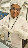 Bharathi Subramaniasiva performs research on Self-Rolled Up Membranes in the MNTL clean room.