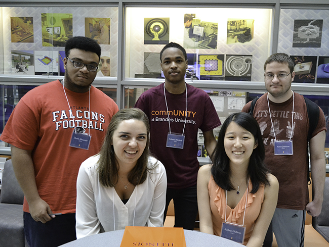 Summer 2015 EBICS REU participants (clockwise from left): David Alexander, Solomon McBride, AaronJankelow, Catherine Sullivan, and Stephanie Schramm