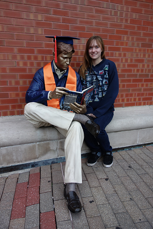 Taylor Tucker by Grainger Bob on campus.(Image courtesy of Taylor Tucker.)