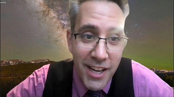 Illinois Physics Professor Nicolas Yunes, MC for the Cosmos segment.