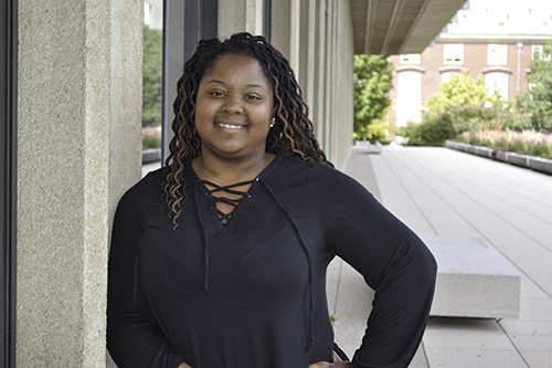 Shelana Martin outside the Education Builiding.