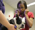 Science Olympiad participant in Vet Med on south campus tour.